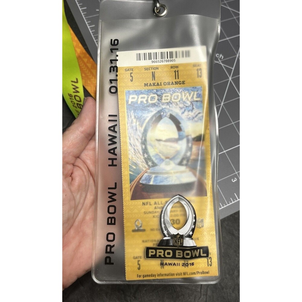 2016 Pro Bowl Hawaii Ticket Stub With Protective Sleeve And Lanyard